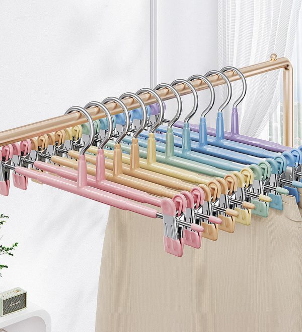 Joybos? Pack of 28 Dress Pants Hangers with Colorful Non-Slip Adjustable Clips F232