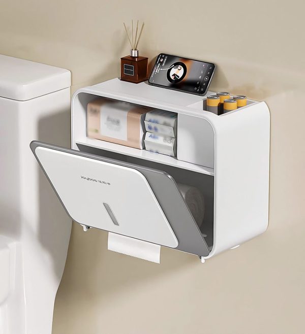 Joybos?Toilet Paper Storage Box with Drawer and Phone Holder Z142